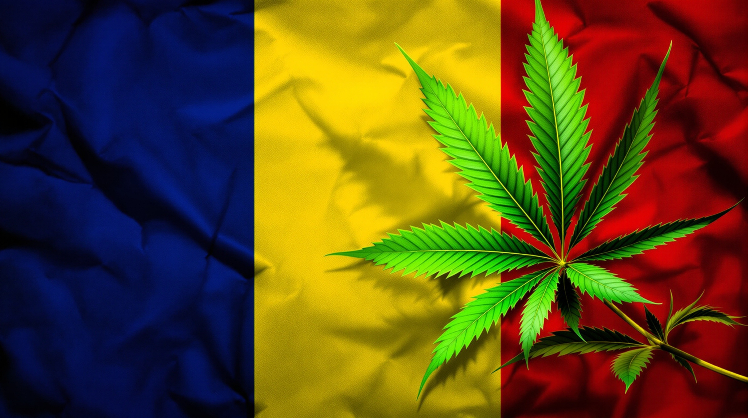 une feuille de marijuana devant un drapeau